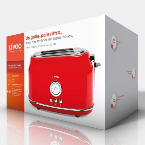 Hriankovač Livoo Červená Retro 815 W 2 ranuras
