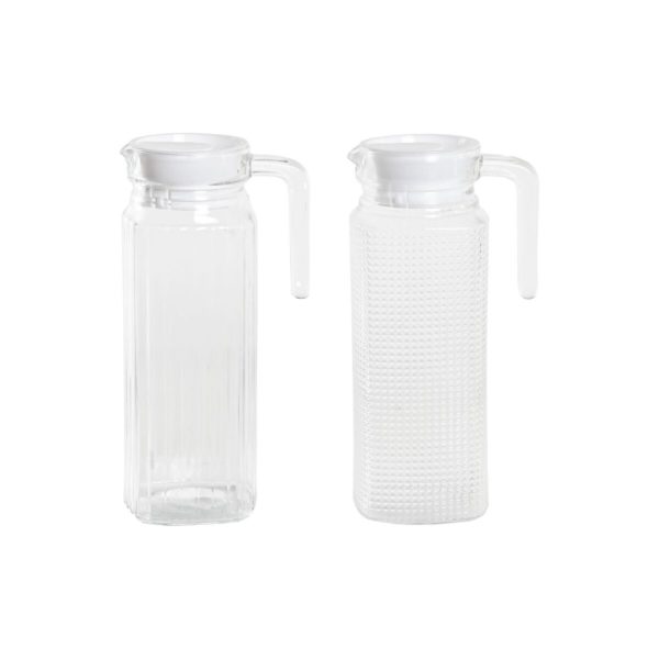 Priesvitný sklenený džbán DKD Home Decor Základná (7,6 x 12 x 24 cm) (2 kusov)