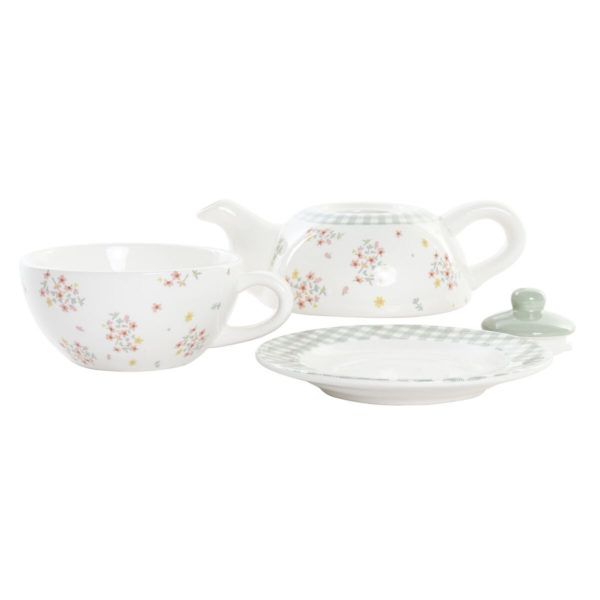 Čajová kanvica DKD Home Decor Červená zelená Žltá Dolomite (750 ml) (3 kusov)