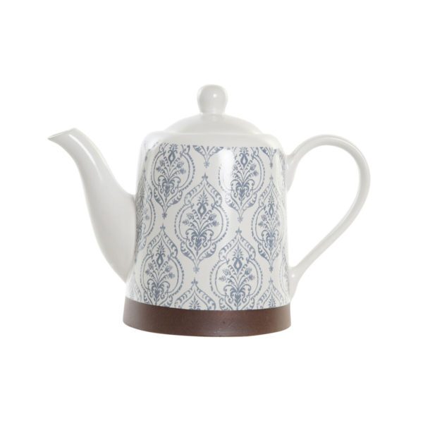 Čajová kanvica DKD Home Decor Drevo Biela Kamenina (1 L)