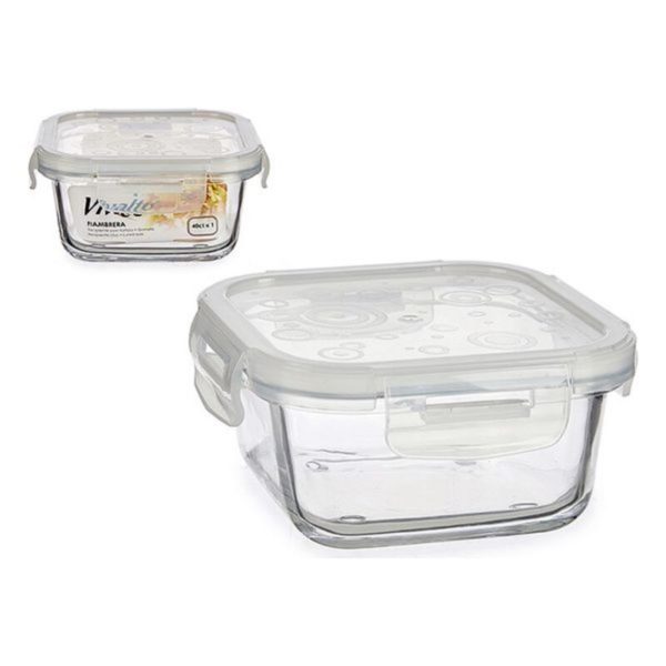 Box Vivalto Transparentná Sklo Silikónové (400 ml) (12,5 x 6,5 x 12,5 cm)