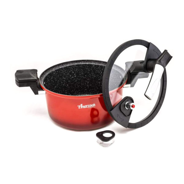 Hrniec so sklenenou pokrievkou Amercook Červená 5 L
