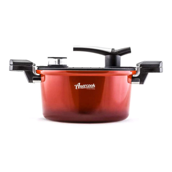 Hrniec so sklenenou pokrievkou Amercook Červená 5 L